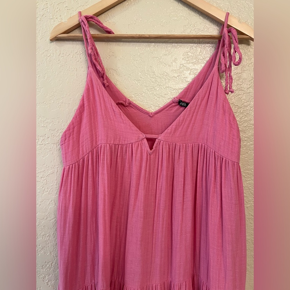 🎀 Zara 🎀 Pink Sleeveless Maxi Dress. Size M - Picture 5 of 11